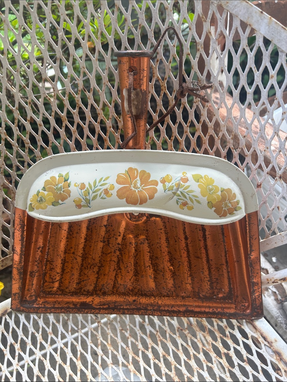 Vintage Floral Copper Dustpan